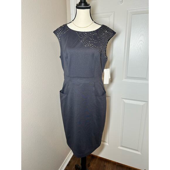 Adriana Papell Beaded Sheath Cocktail Party Dress - Picture 1 of 12